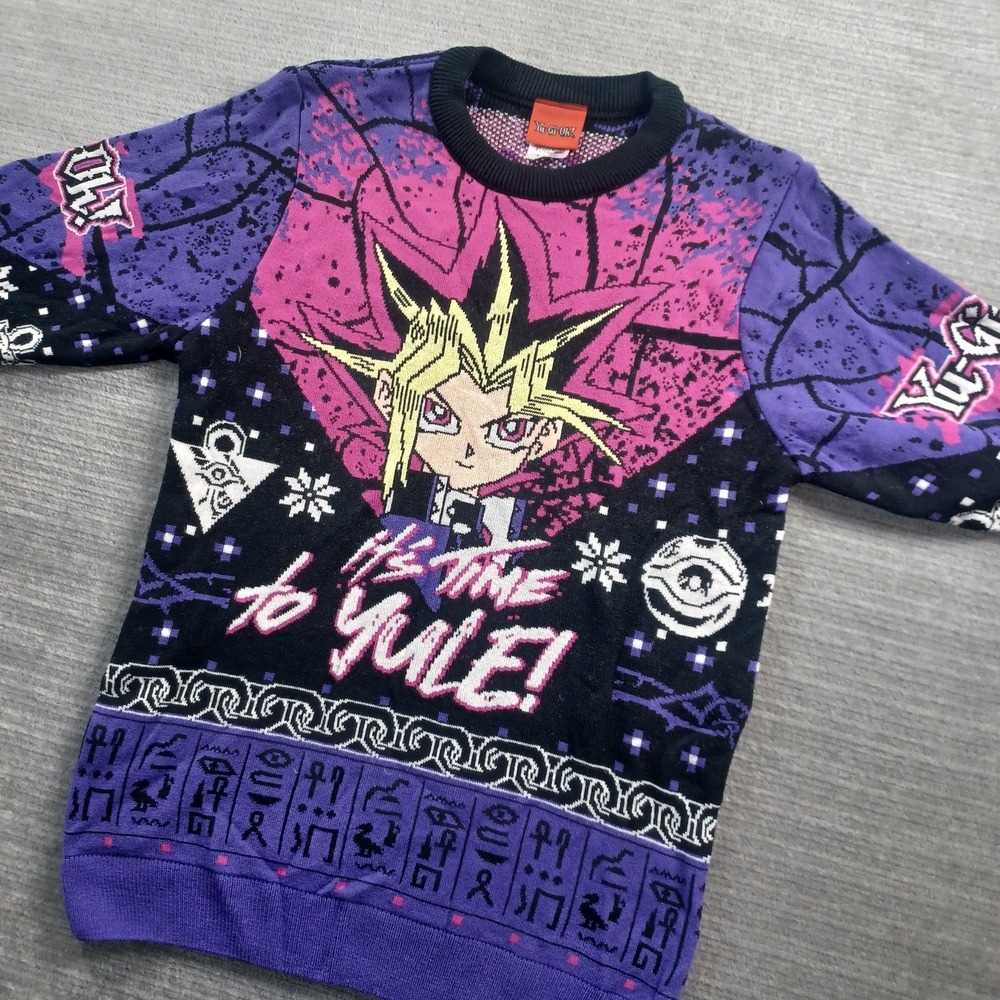 Yu-Gi-Oh Its Time To Yule! Knitted Christmas Ugly Sweater XS Deck The Halls AOP - Picture 3 of 11